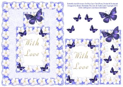 Butterflies and Blossoms (4) Card Front, Pocket and Bookmark