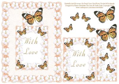 Butterflies and Blossoms (5) Card Front, Pocket and Bookmark