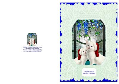 Christmas Kittens and Tiffany Glass Screen A5 Cut and Fold