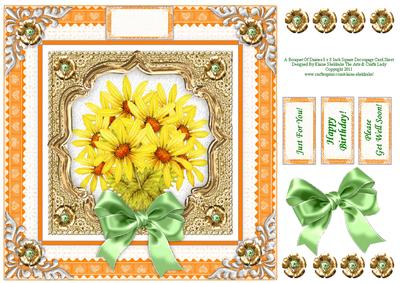 A Bouquet of Daisies - 8 x 8 Inch Decoupage Quick Card Sheet