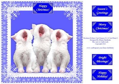 Christmas Kittens Carol Singers 8 x 8 Card Sheet 2