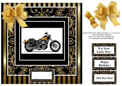 Black Gold for Men - Harley Davidson 8 x 8 Quick Card Front