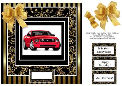 Black Gold for Men - Red Ferrari Motor Car -8 x 8 Quick Card