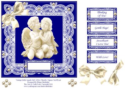 Vintage Little Angels Girl & Boy Cherubs Square Card Front