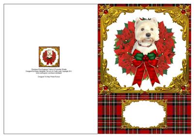 West Highland Terrier and Poinsettia Wreath Quick A5 Card