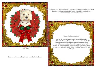 West Highland Terrier and Poinsettia Wreath Shaker Card