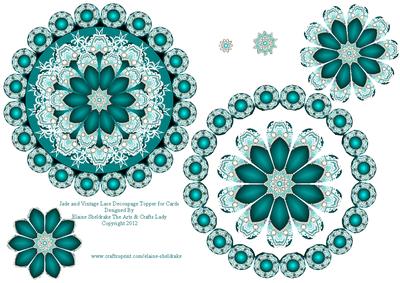 Jade Pearls and Vintage Lace Decoupage Topper for Cards