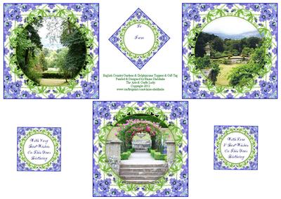 Country Gardens and Watercolour Delphiniums Card Toppers