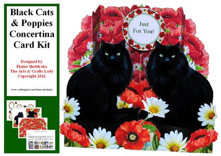 Black Cats and Poppies Concertina Card Kit