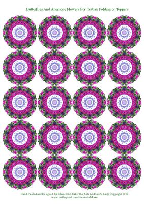 Butterflies - Anemone Flowers for Tea Bag Folding or Topper