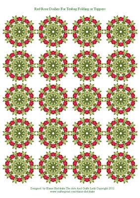 Red Rose Doilies for Tea Bag Folding or Toppers