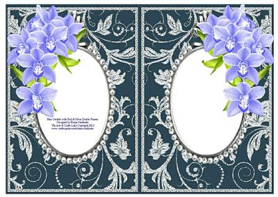 Blue Orchids with Teal & Silver Diamonds Double Frames