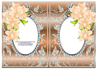 Peach Orchids with Copper & Silver Diamonds Double Frames