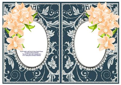 Peach Orchids with Teal & Silver Diamonds Double Frames