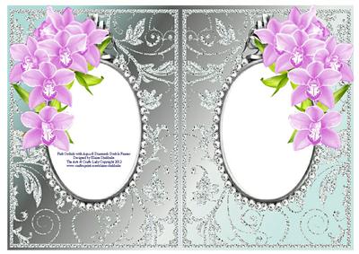 Pink Orchids with Aqua & Diamonds Double Frames