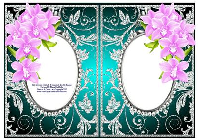 Pink Orchids with Jade & Diamonds Double Frames