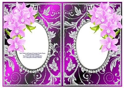 Pink Orchids with Purple & Diamonds Double Frames
