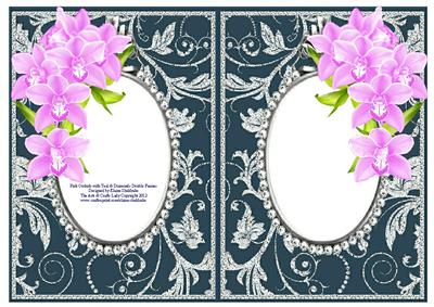 Pink Orchids with Teal & Diamonds Double Frames