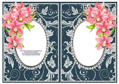 Red Orchids with Teal & Silver Diamonds Double Frames