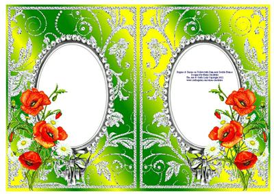Poppies and Daisies on Yellow with Diamonds Double Frames