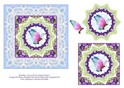 Butterflies, Crocus & Vintage Lace Square Topper 7