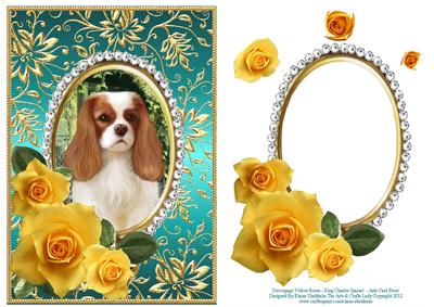 Yellow Roses - King Charles Spaniel - Jade Card Front