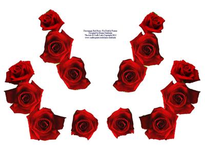 Red Roses Decoupage for Double and Single Card Frames