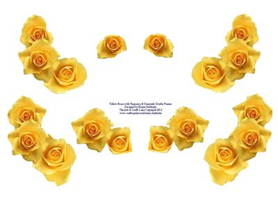 Yellow Roses Decoupage for Double and Single Card Frames