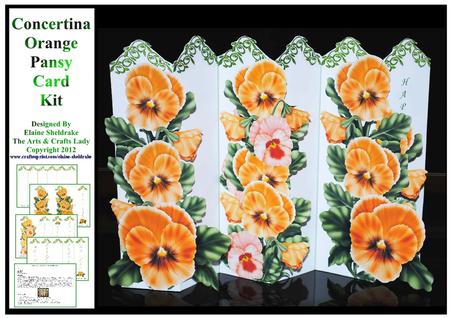 Concertina Orange Pansy Over the Edge Card Kit and Bookmarks