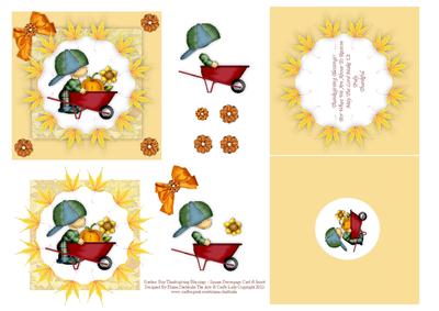 Garden Boy Thanksgiving Blessings - Square Card and Insert