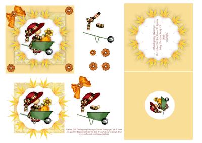 Garden Girl Thanksgiving Blessings - Square Card and Insert