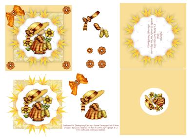 Sunflower Girl Thanksgiving Blessings Square Card & Insert