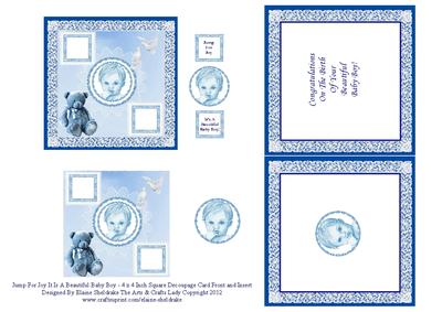 Jump for Joy It is a Beautiful Baby Boy - Card with Insert