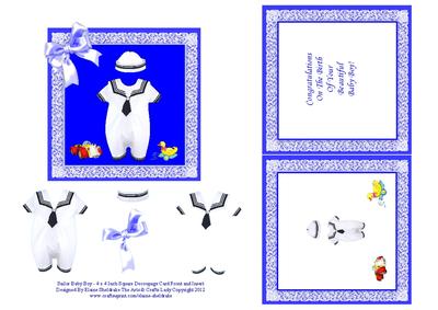 Sailor Baby Boy - Square Decoupage Card Front and Insert