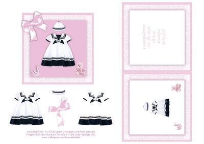 Sailor Baby Girl - Square Decoupage Card Front and Insert