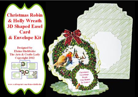 Christmas Robin 3D Decoupage Easel Card Kit and Envelope