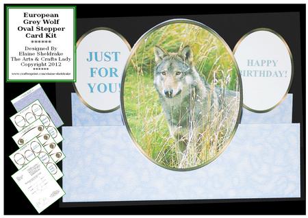 European Grey Wolf -on the Wild Side - Oval Stepper Card Kit