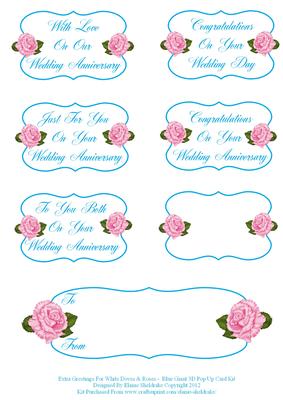 White Doves Pink Roses Extra Greetings Wedding/anniversary