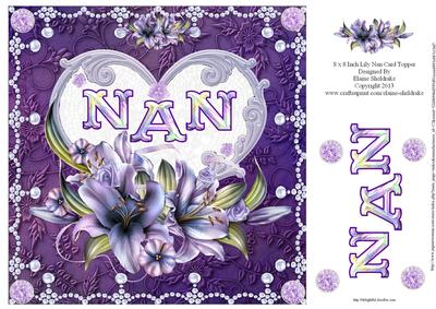 8 x 8 Inch Lily Nan Heart Birthday Card Topper