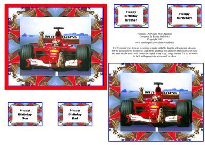 Formula One Grand Prix Meerkats Card Topper