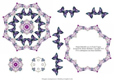 Purple Butterfly Lace & Pearls Card Topper