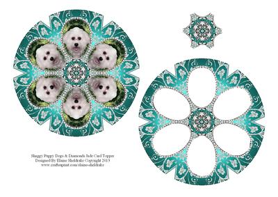 Shaggy Puppy Dogs & Diamonds Jade Card Topper