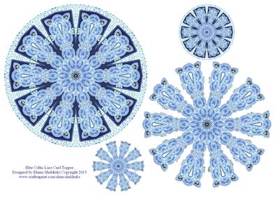 Blue Celtic Lace & Pearls Vintage Style Card Toppers