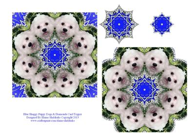 Shaggy Puppy Dogs & Diamonds Blue Card Topper
