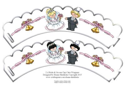 2 x Bride & Groom Wedding Cup Cake Wrappers