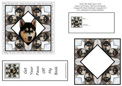 Moley the Husky Snow Wolf - Card Topper, Gift Tag & Bookmark
