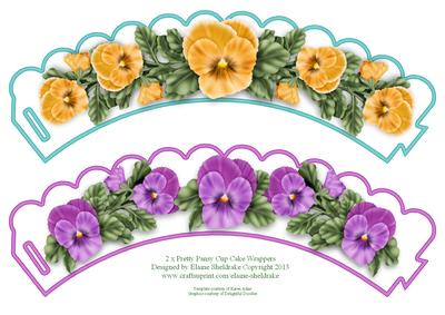 2 x Pretty Pansy Flower Cup Cake Wrappers