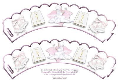 2 x Baby Girls Christening Cup Cake Wrappers