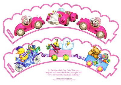 2 x Birthday Girls Cars & Trains Cup Cake Wrappers