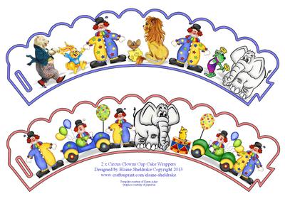 2 x Circus Clowns, Lions & Elephants Cup Cake Wrappers